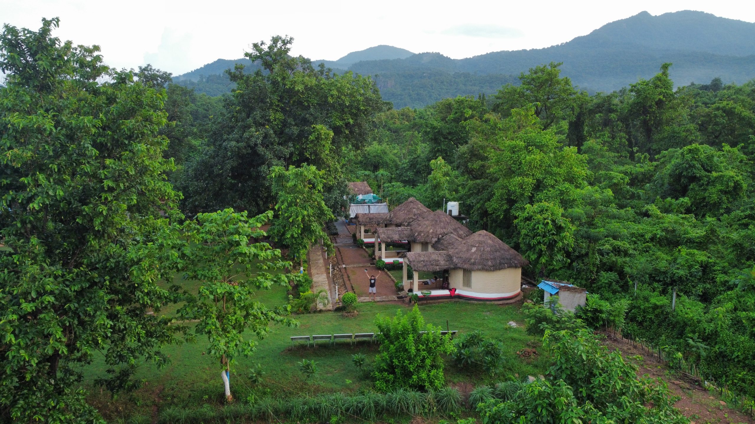 Aerial view of Similipal Eco Cottage within the forest